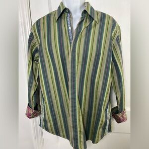 Robert Graham Purple and Green Embroidered Shirt